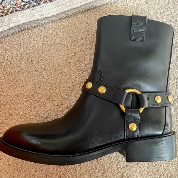 🆕Vince Camuto Women's Black Imported Western Pointy Toe Mid Calf Chunky Boot - Picture 2 of 9